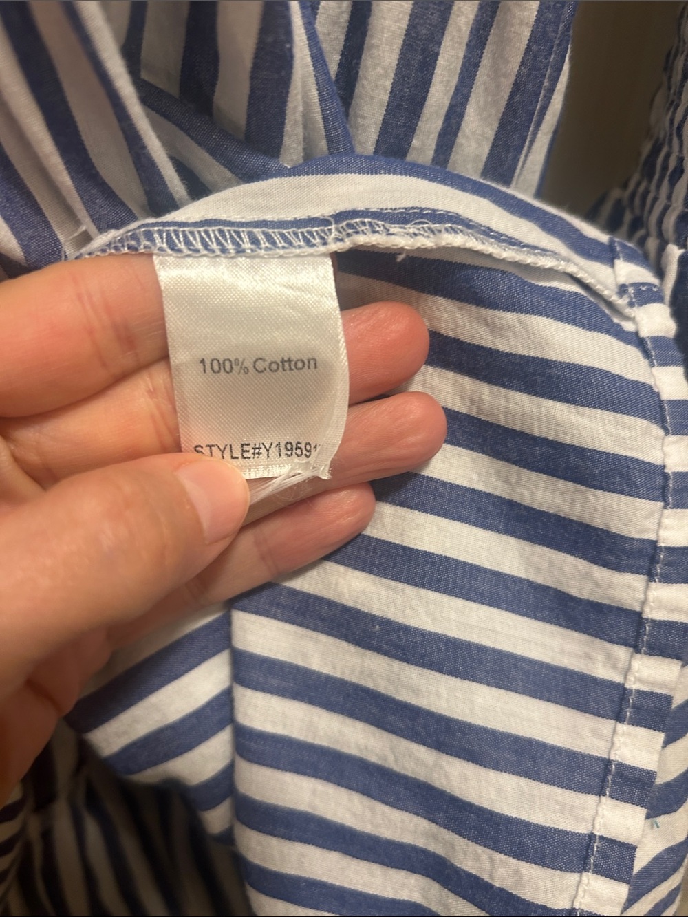 Pomander Place Blue and White Striped cotton dress - Picture 4 of 6